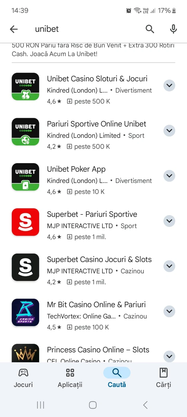 Parere Unibet Mobil