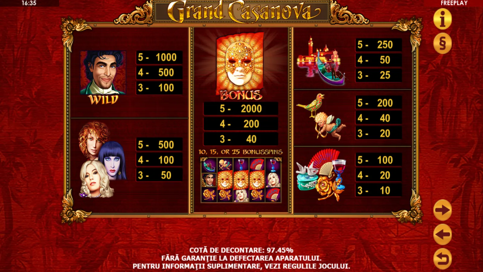 Grand Casanova Demo Simboluri