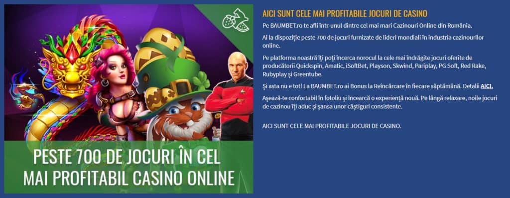 Câte jocuri sunt la Baumbet Cazino? Păcănele online la Baumbet Cazino
