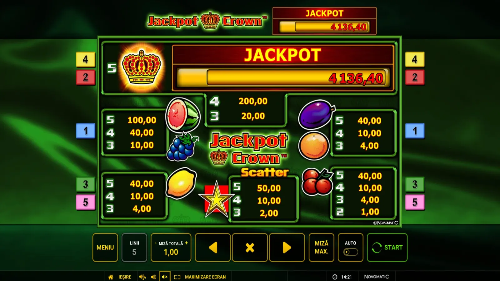 Jackpot Crown Gratis Demo Online Simboluri