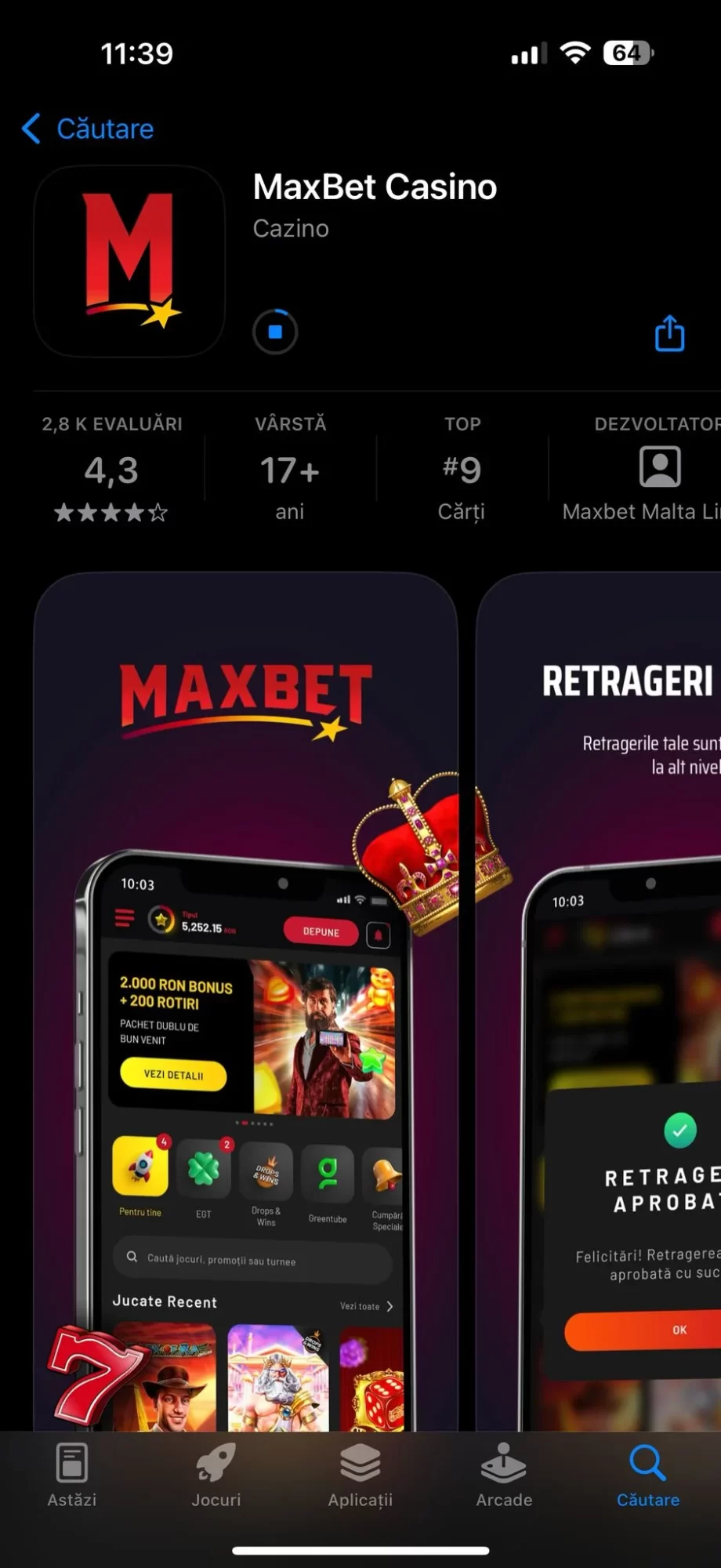 aplicația mobilă Maxbet