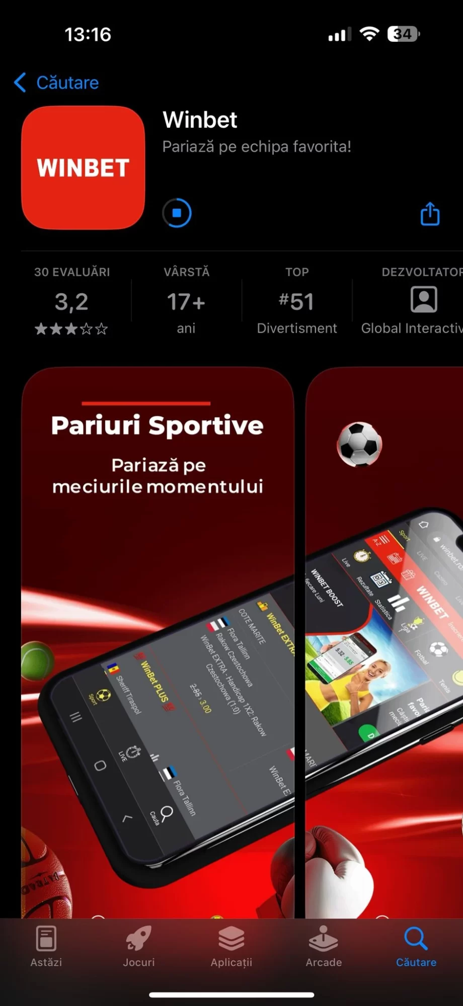 aplicația mobilă Winbet Casino
