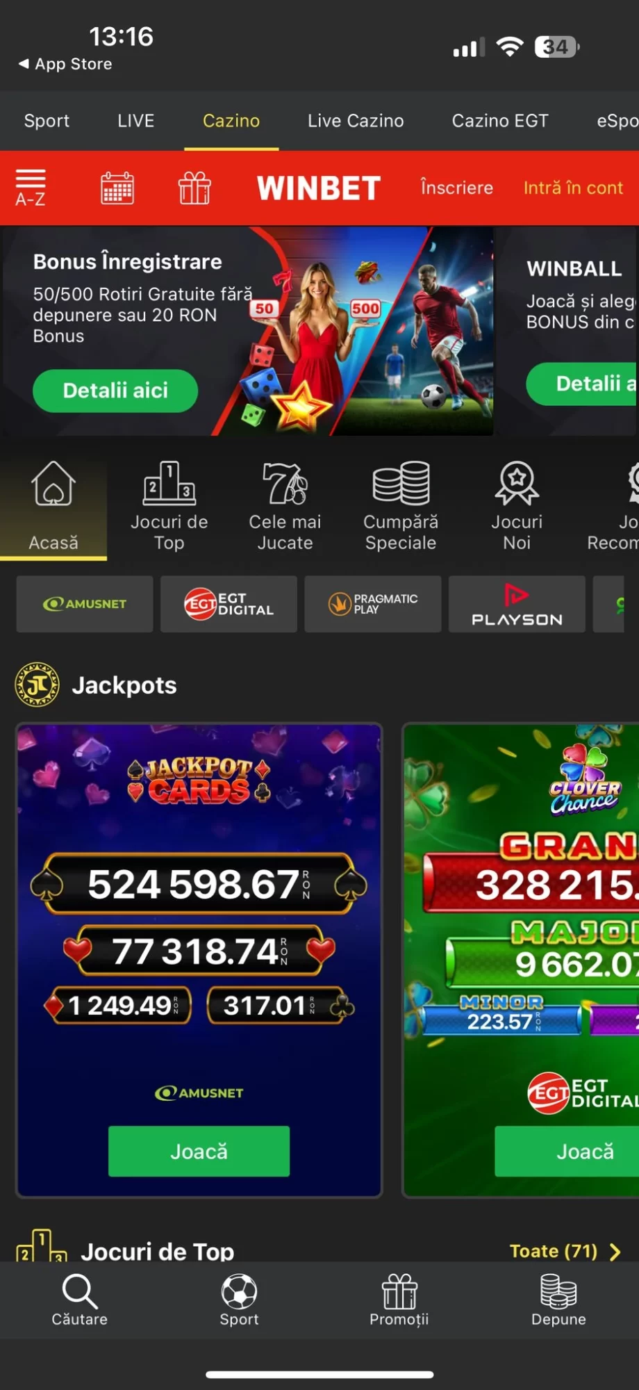 aplicația mobilă Winbet Casino
