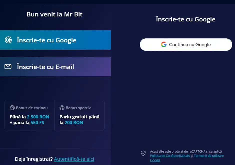 Inregistrare Mr Bit Casino