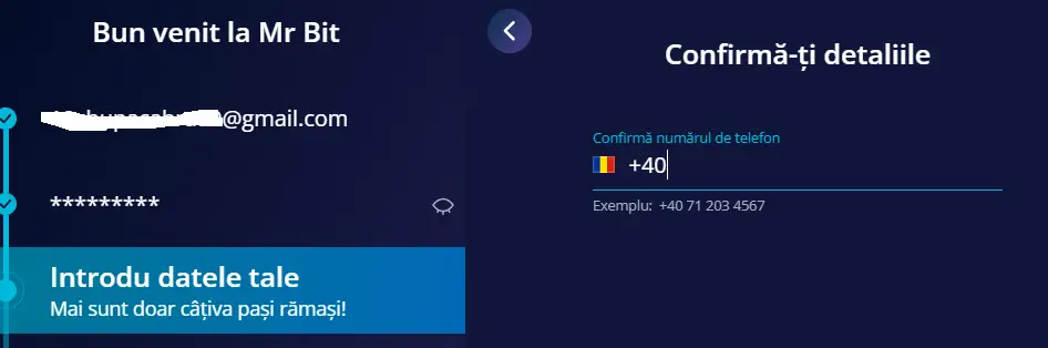 Inregistrare Mr Bit Casino