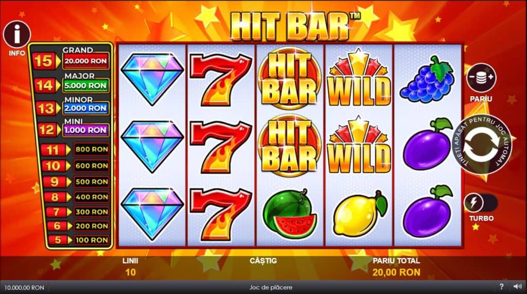 Jackpot și prezentare Hit Bar