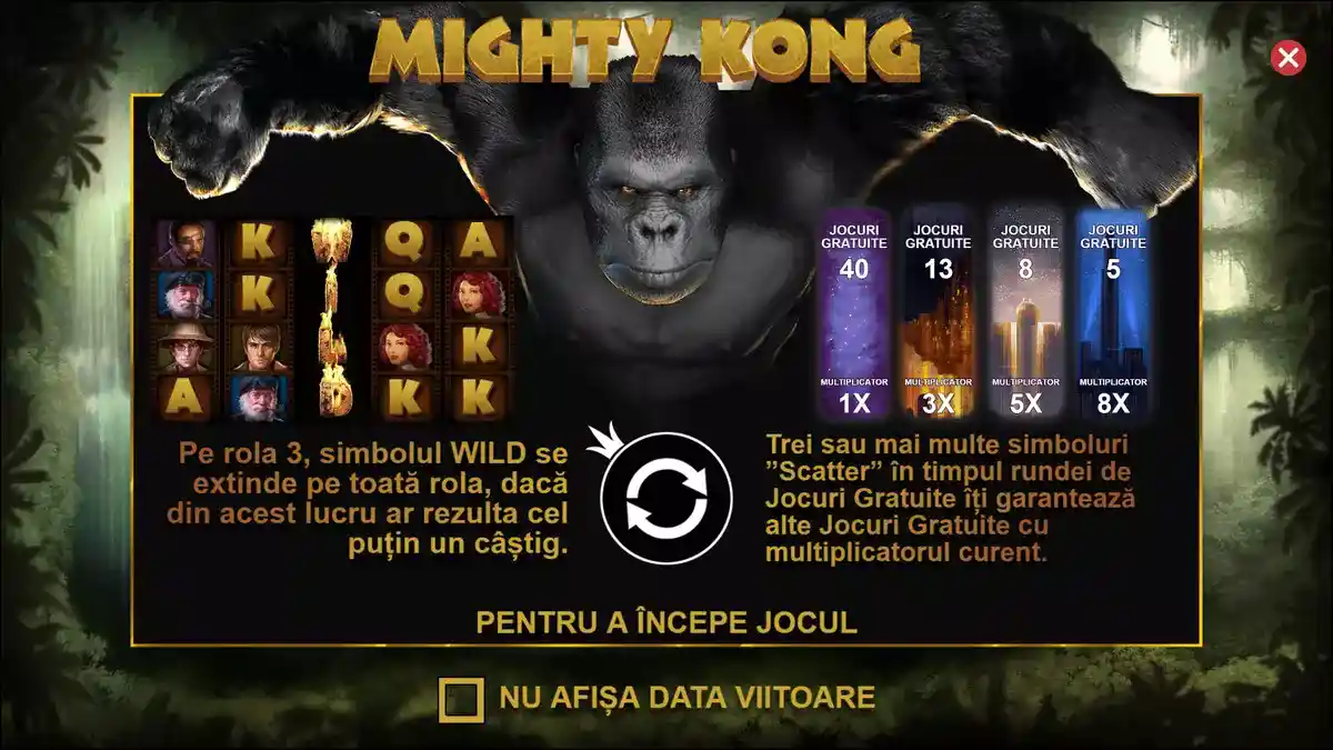 imaginea de start a jocului Mighty Kong