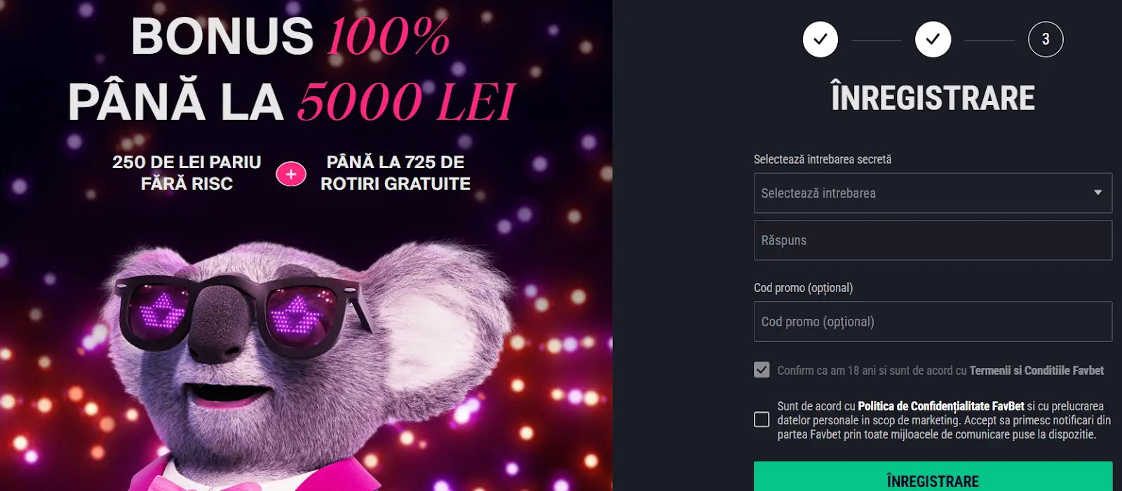 înregistrare Favbet Casino 2025