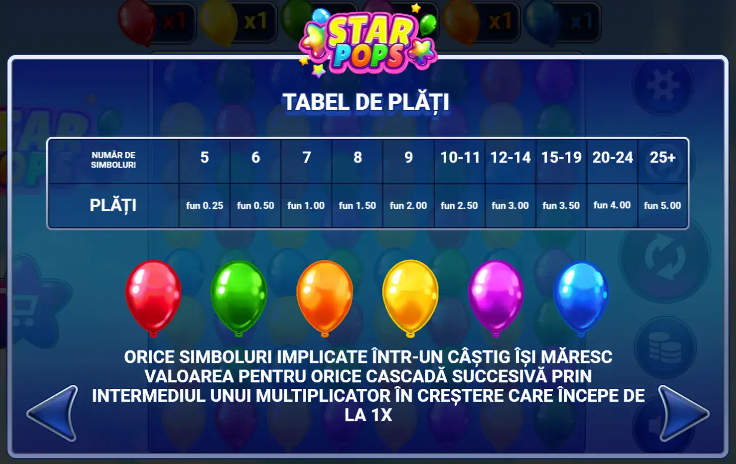 Jocul ca la aparate Star Pops