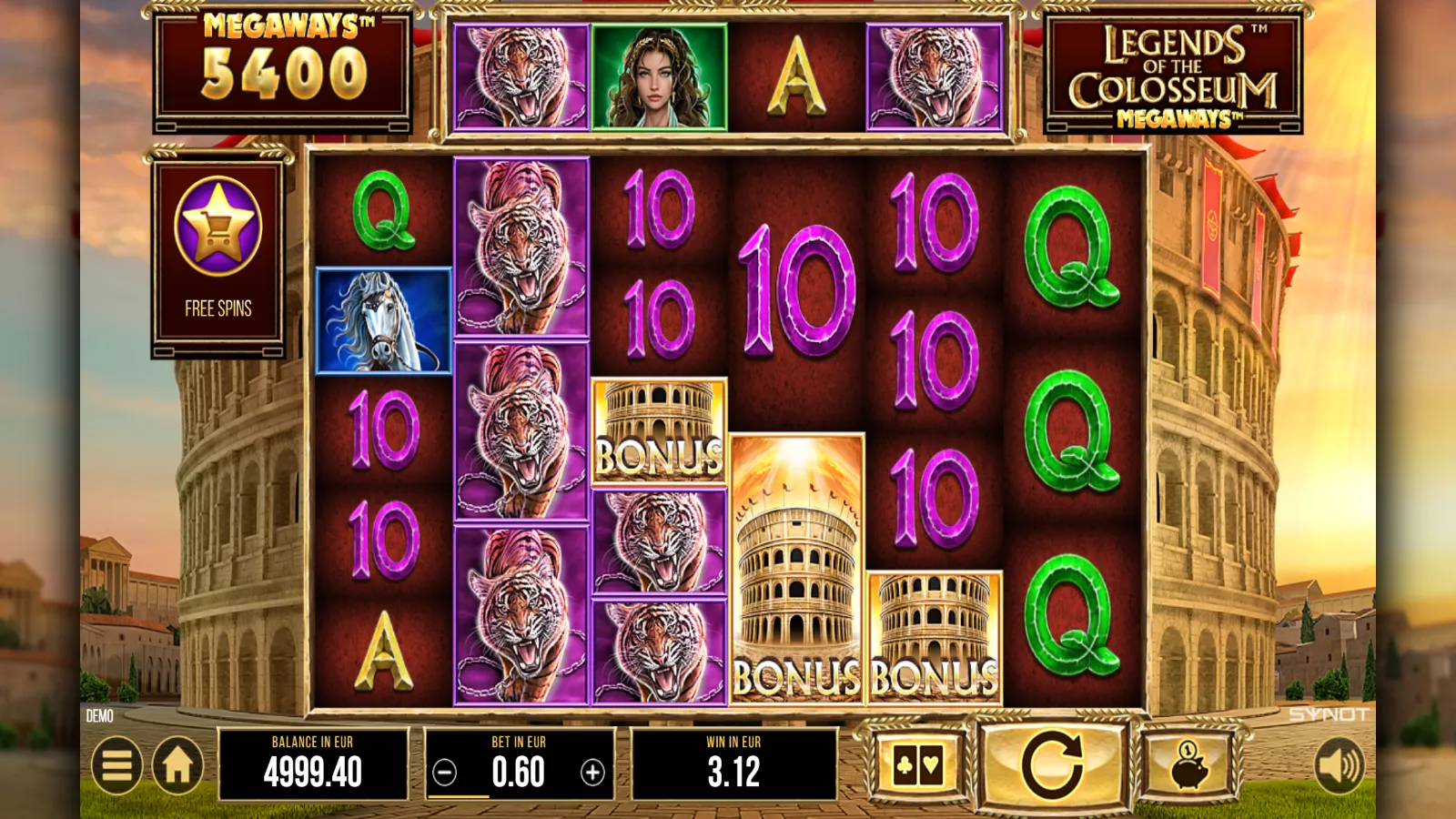 Legends of the Colosseum Megaways Demo GamePlay