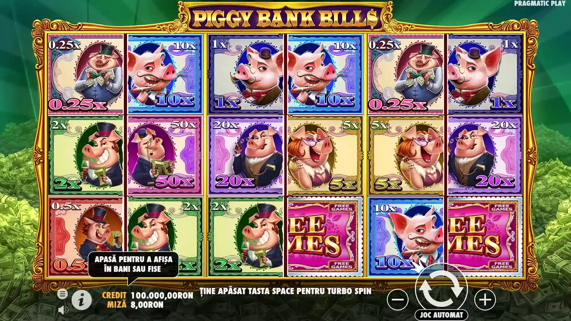 Păcănele Gratis Piggy Bank Bills