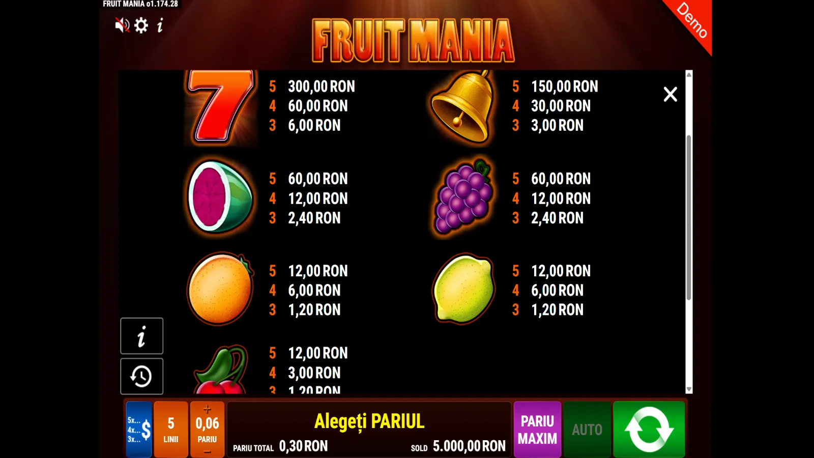 Fruit Mania Gratis Simboluri
