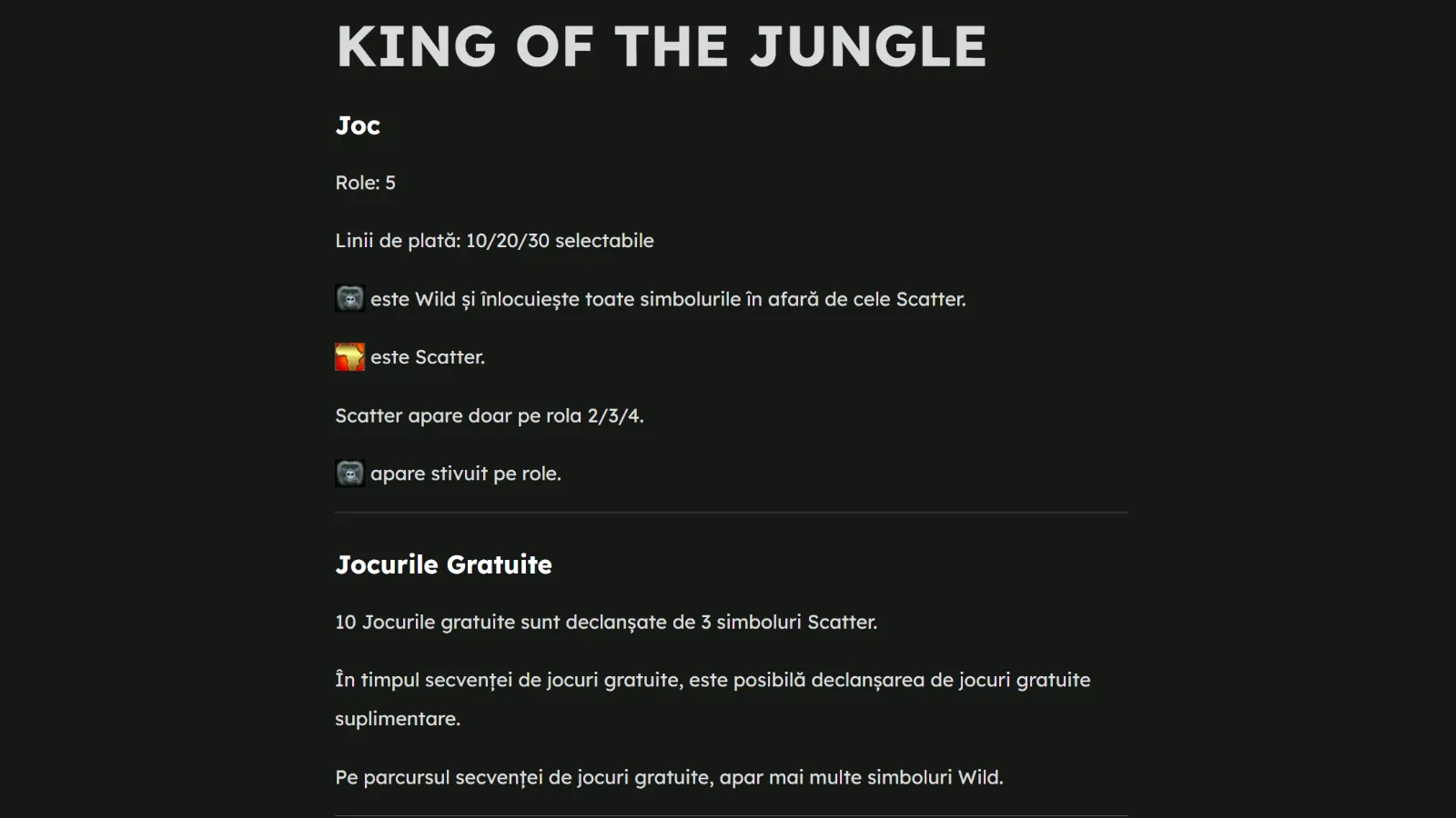 King Of The Jungle Gratis Simboluri
