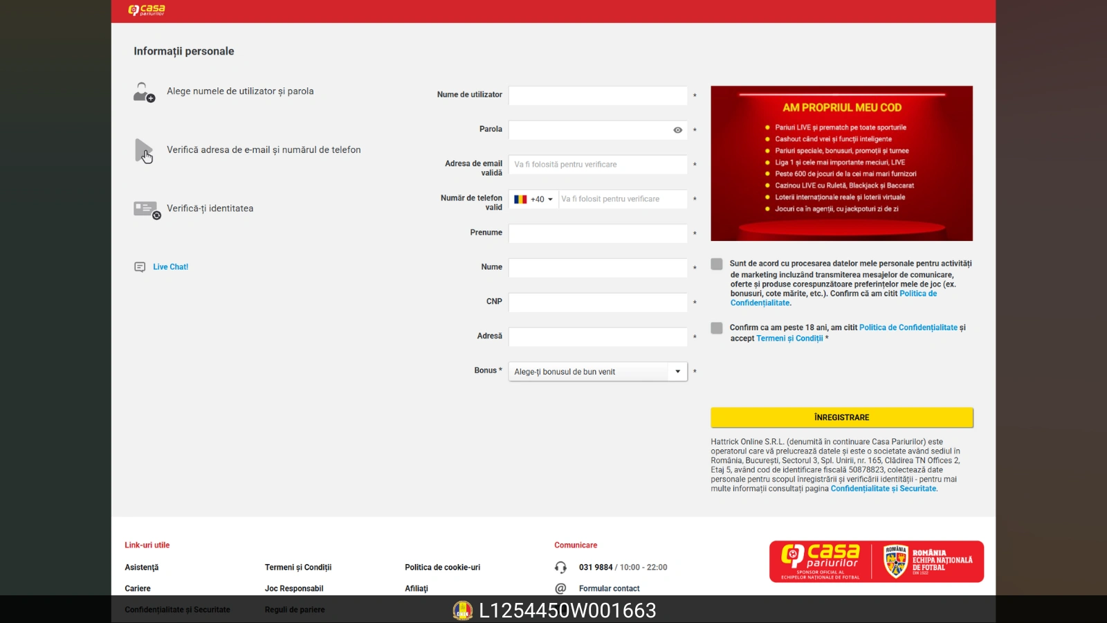 Casa Pariurilor Inregistrare