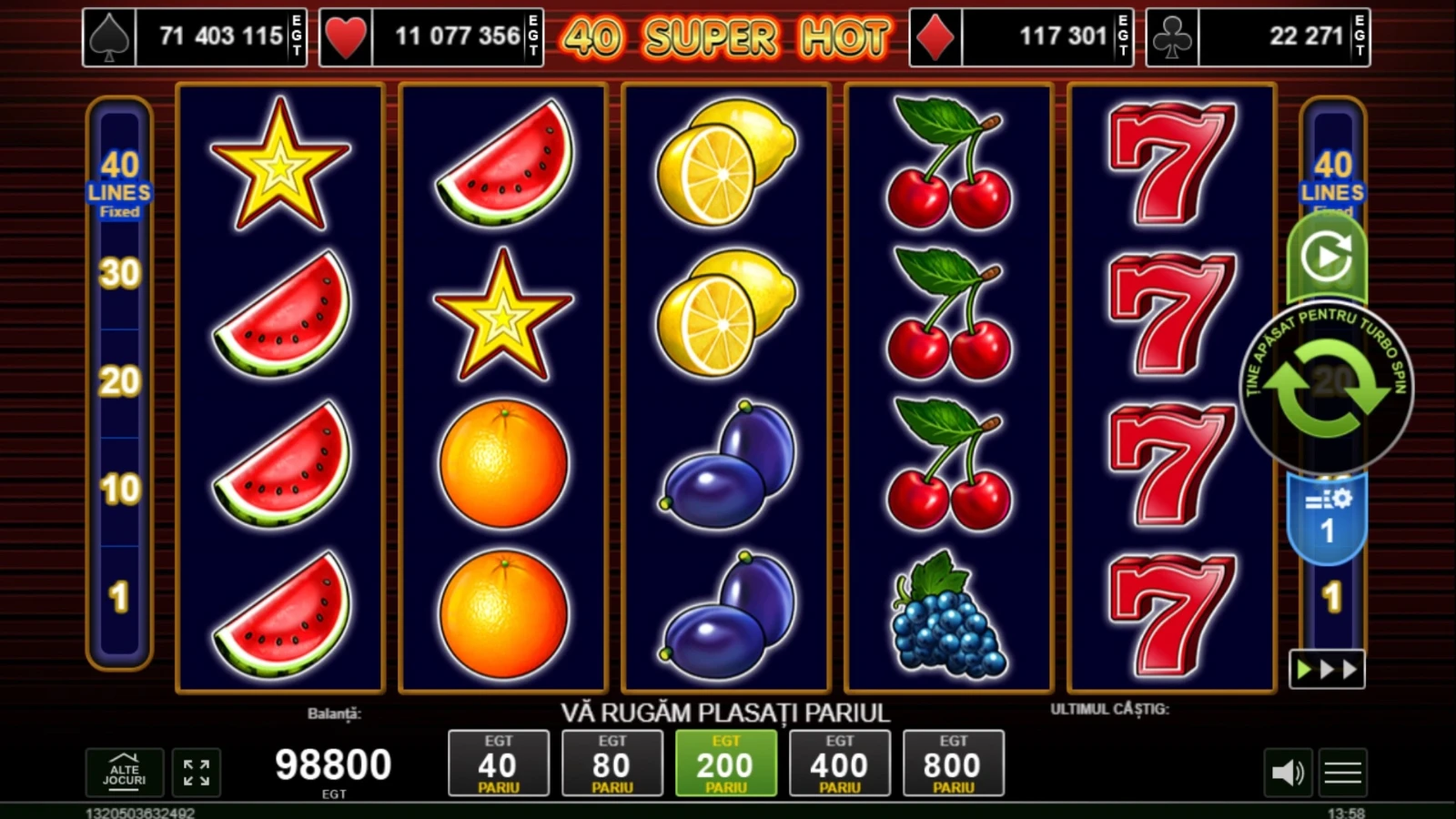 Păcănele 7777 40 Super Hot GamePlay