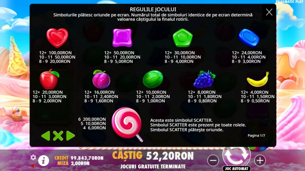 Simbolurile jocului de păcănele Sweet Bonanza Demo