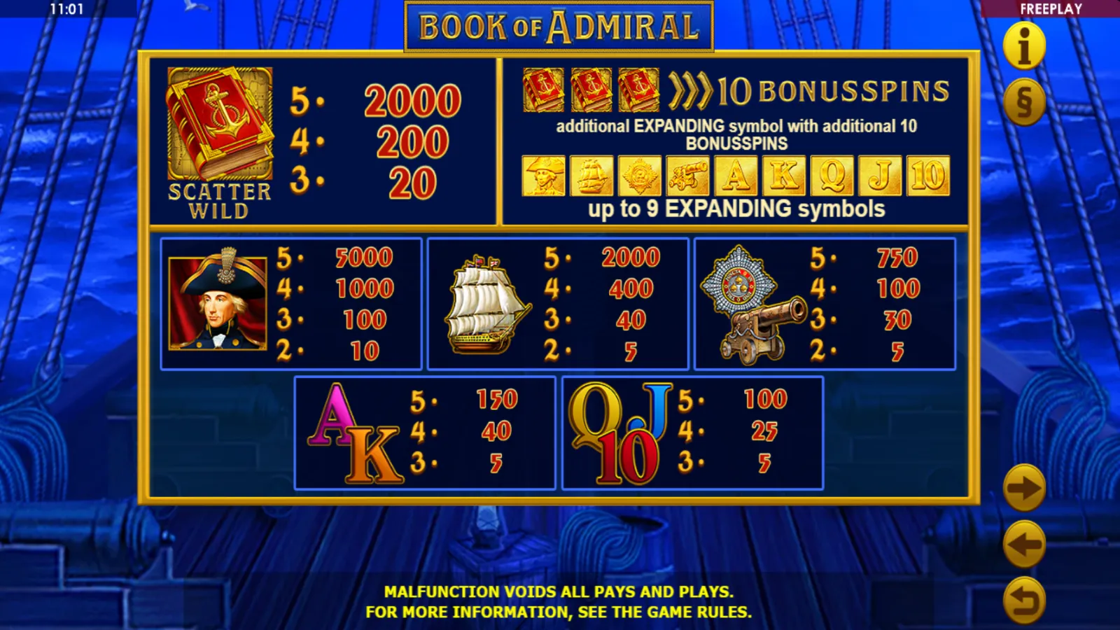 Book of Admiral Gratis Simboluri