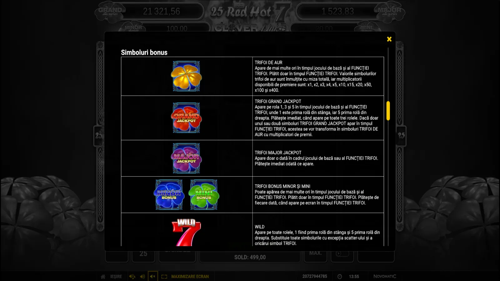 25 Red Hot 7 Clover Link Gratis Simboluri