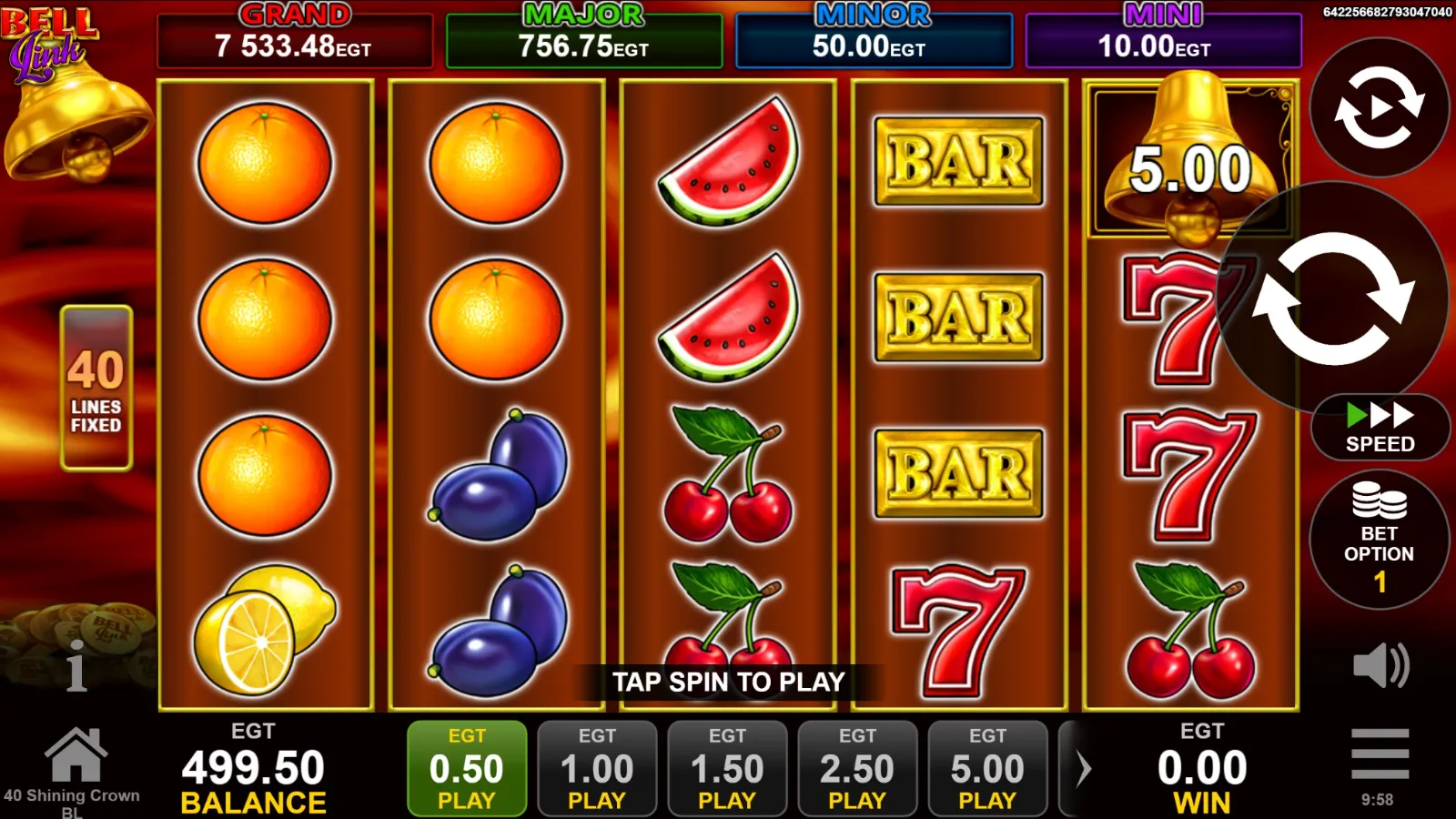 40 Shining Crown Bell Link Gratis GamePlay