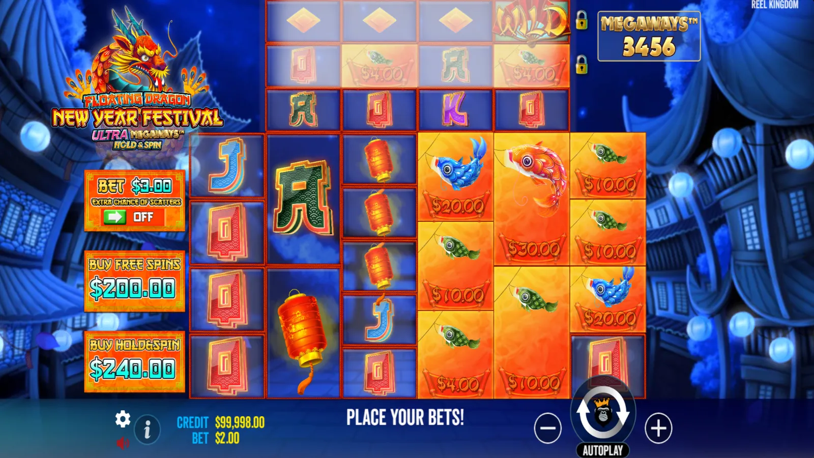 Floating Dragon New Year Festival Ultra Megaways Hold & Spin Demo Gameplay