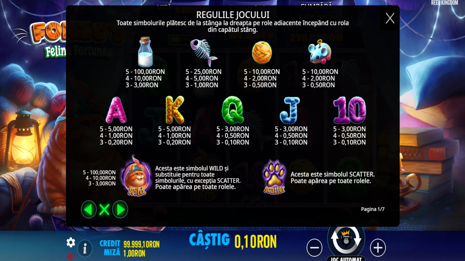 Fonzo’s Feline Fortunes Demo Simboluri