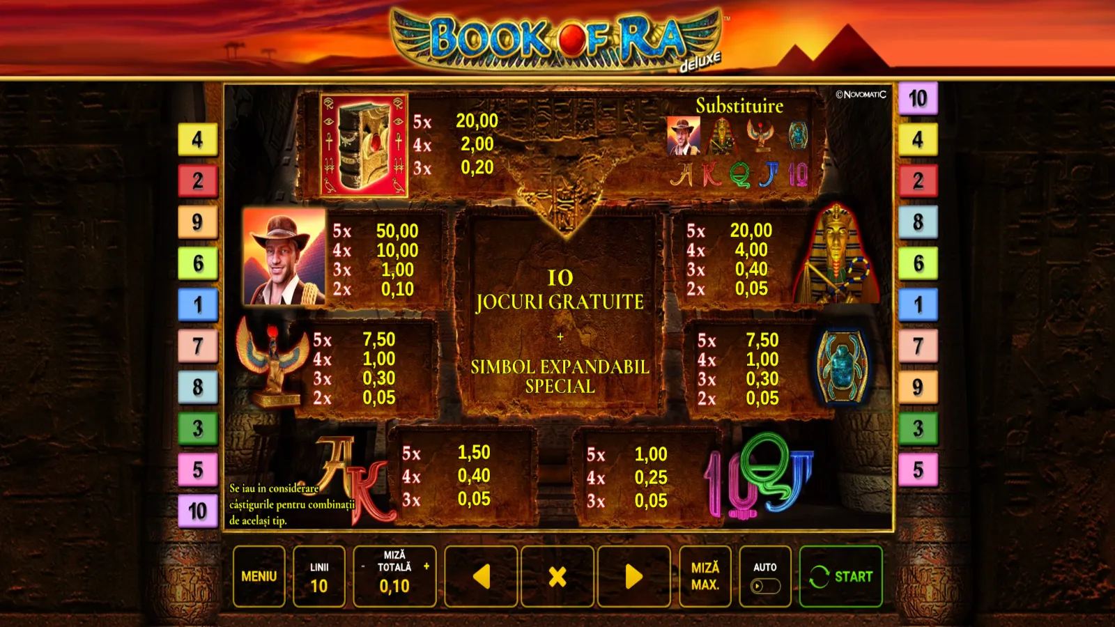 Book of Ra Deluxe Simboluri si plati