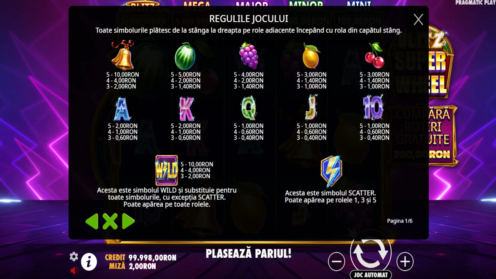 Blitz Super Wheel Gratis Simboluri
