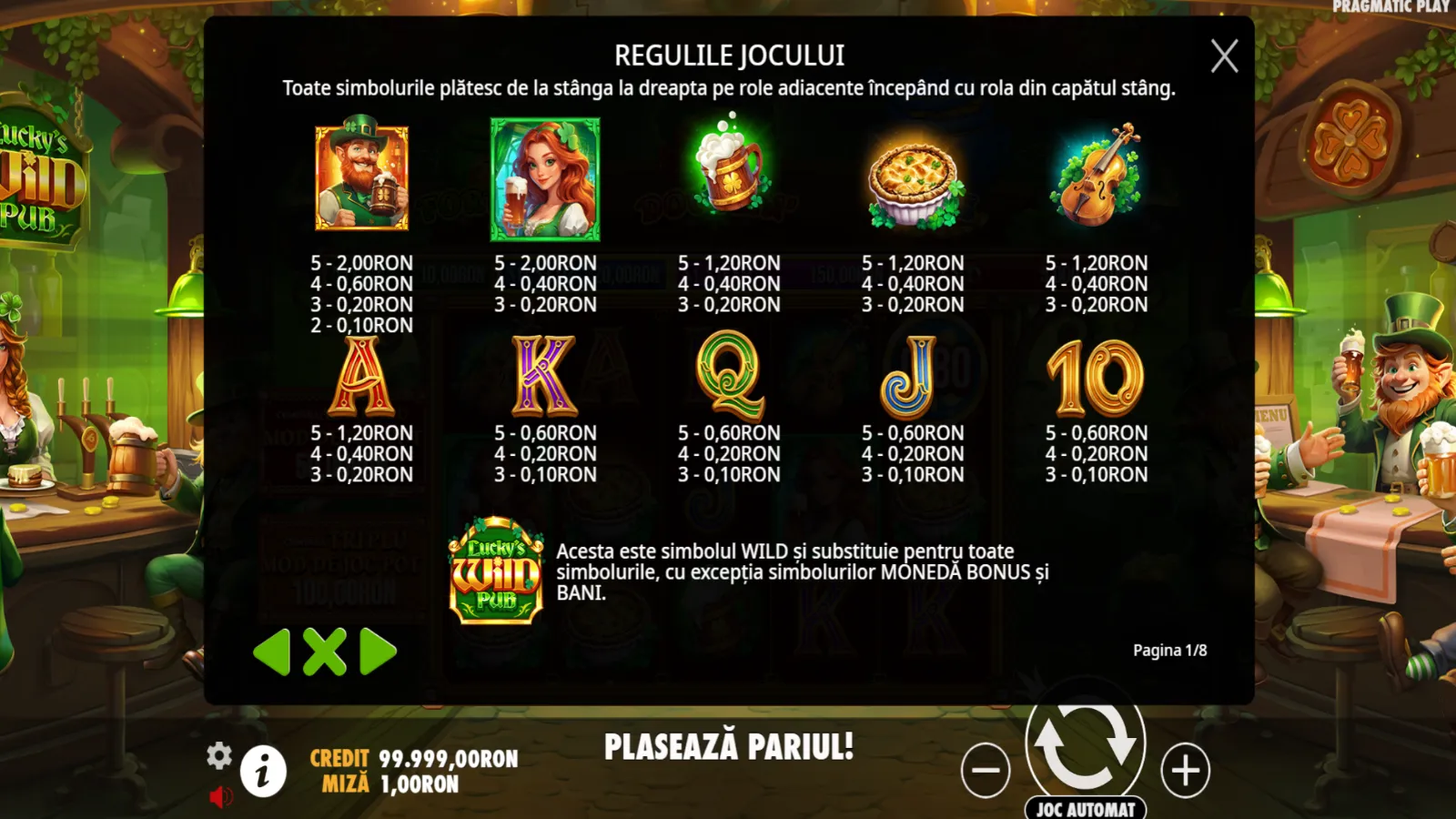Lucky’s Wild Pub Gratis Simboluri