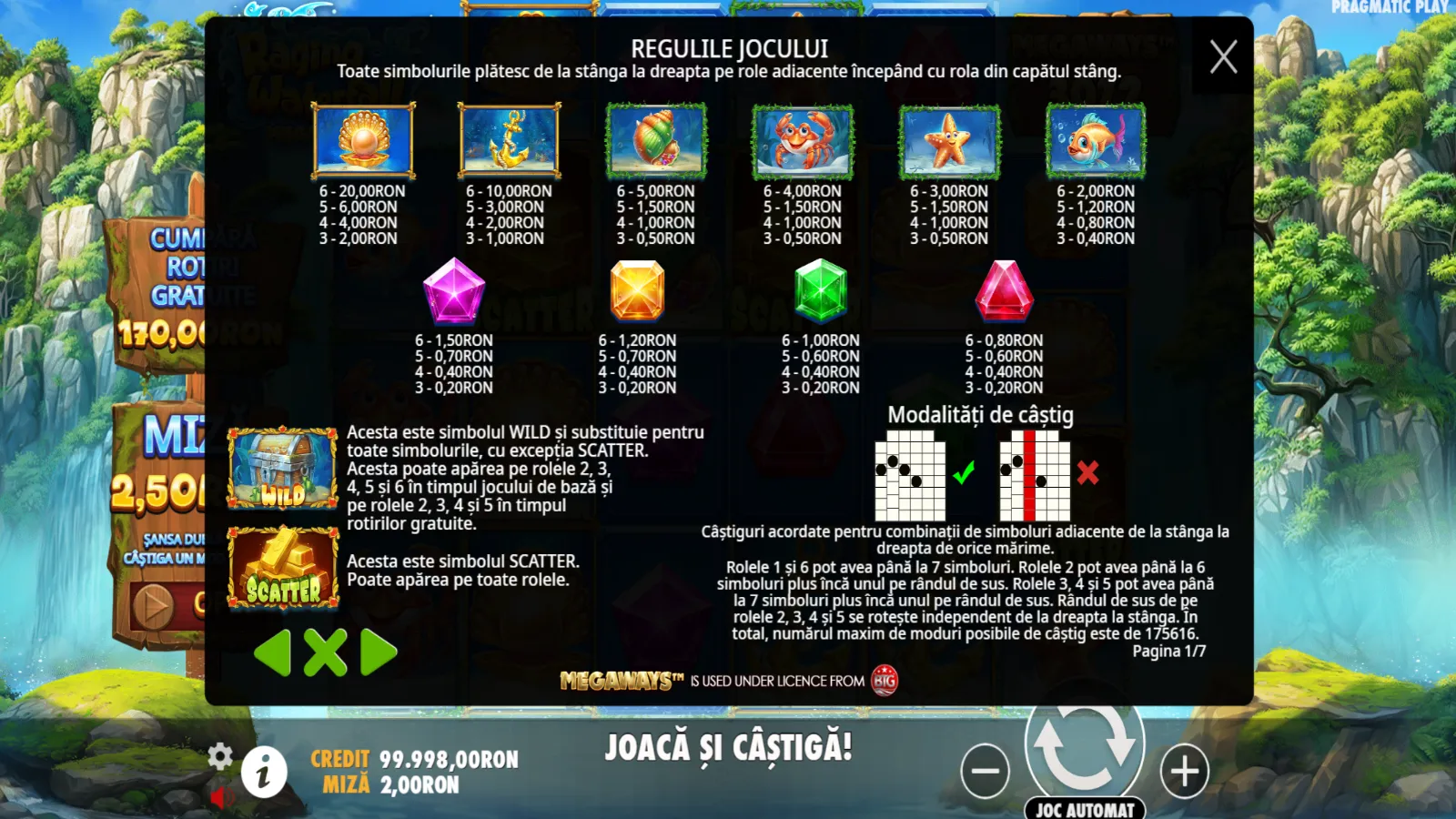 Raging Waterfall Megaways Demo Simboluri