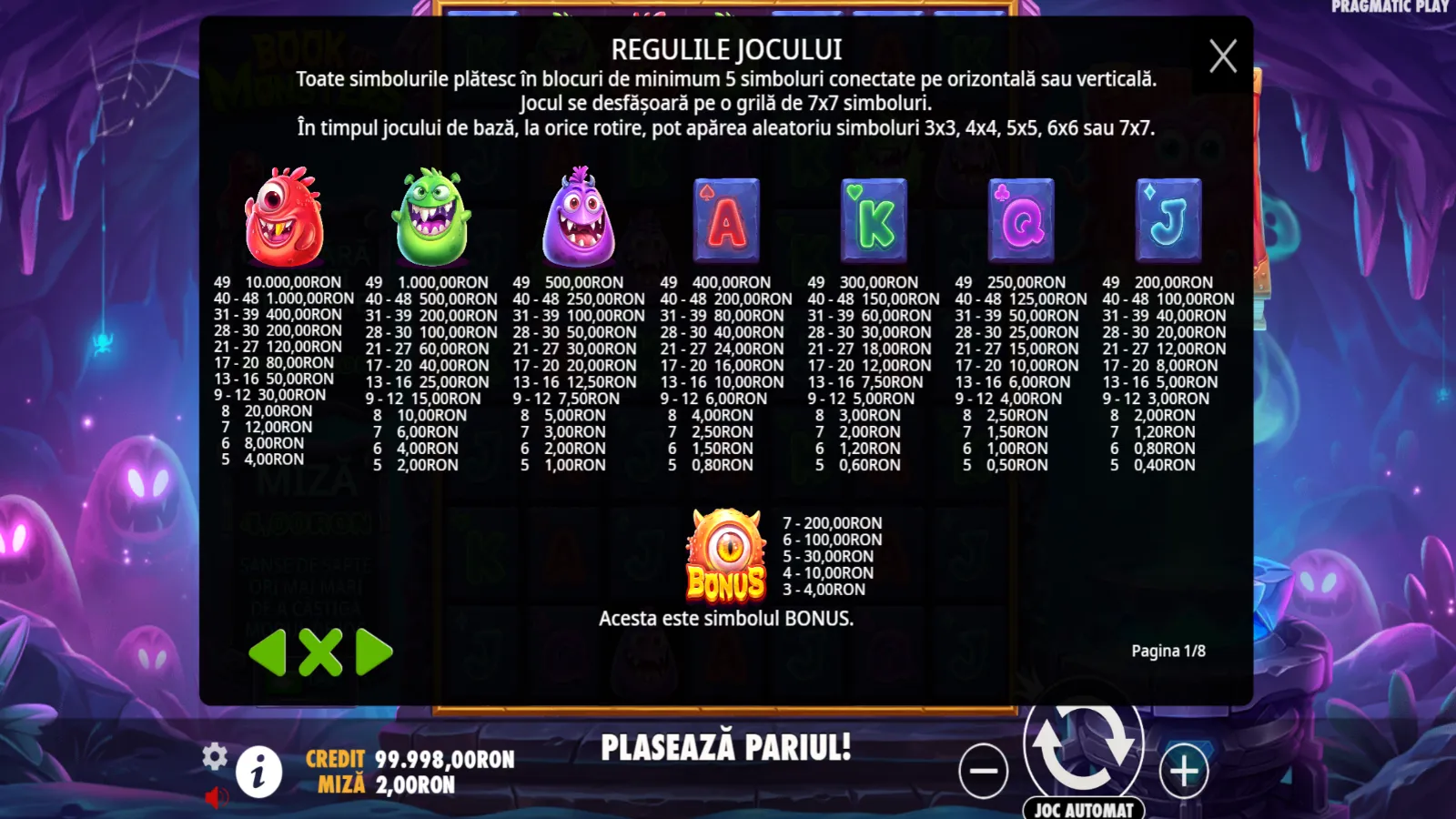 Book of Monsters Gratis Simboluri