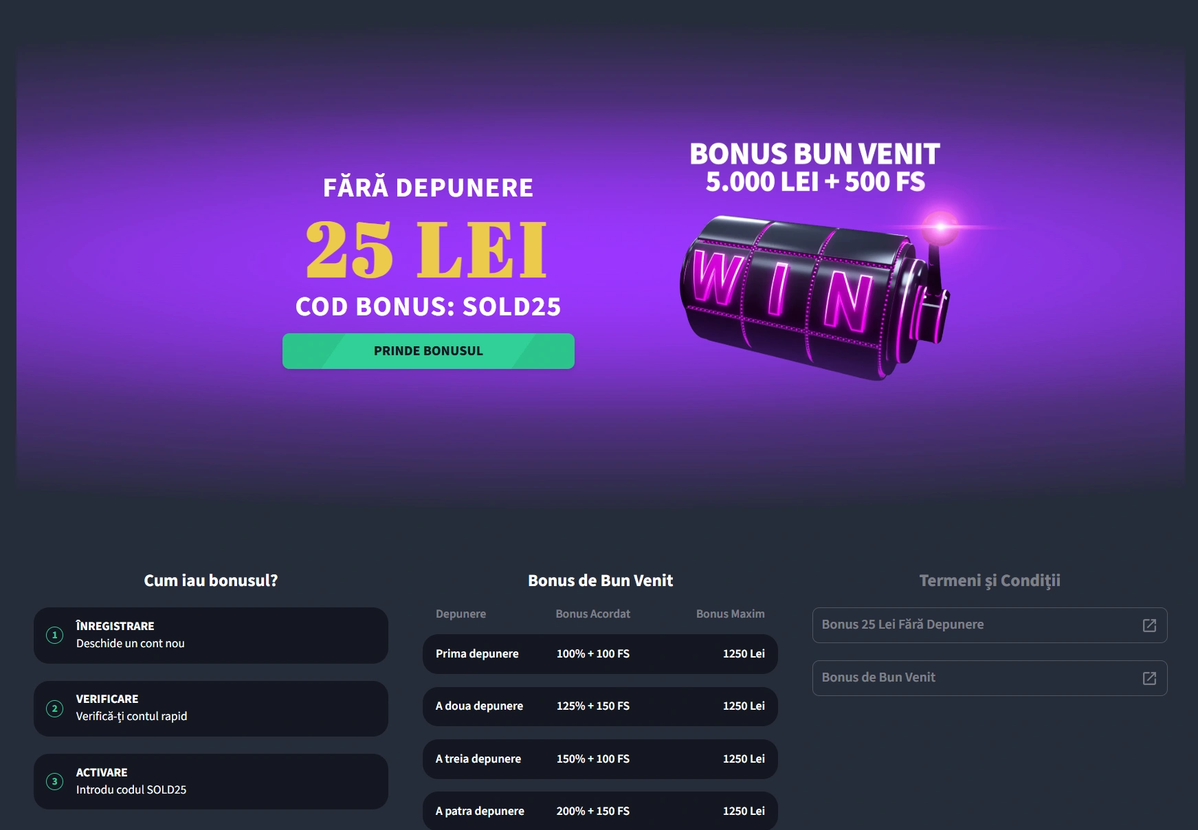 Încasează 25 RON fără depunere la Gets Bet Casino