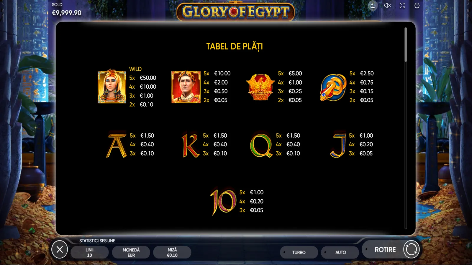 Glory of Egypt Demo Simboluri