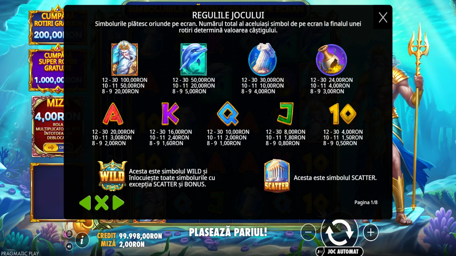 Waves of Poseidon demo simboluri