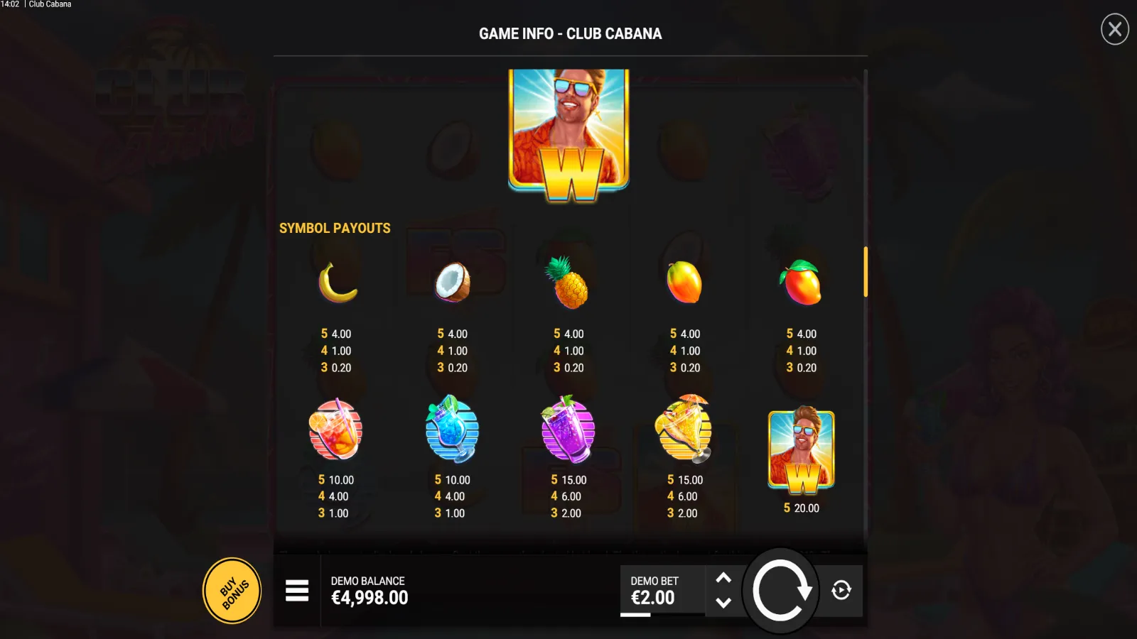 Club Cabana Demo Simboluri