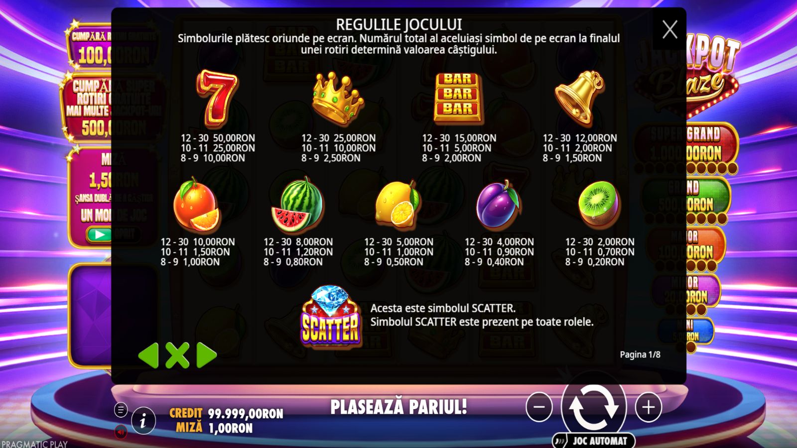 Jackpot Blaze Demo Simboluri