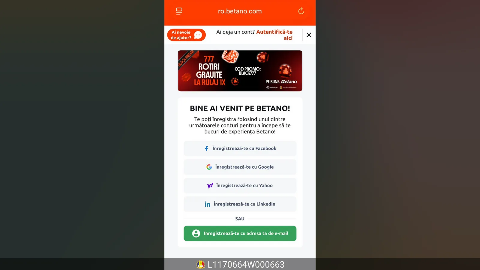 Completare formular Betano, pentru bonus fara depunere