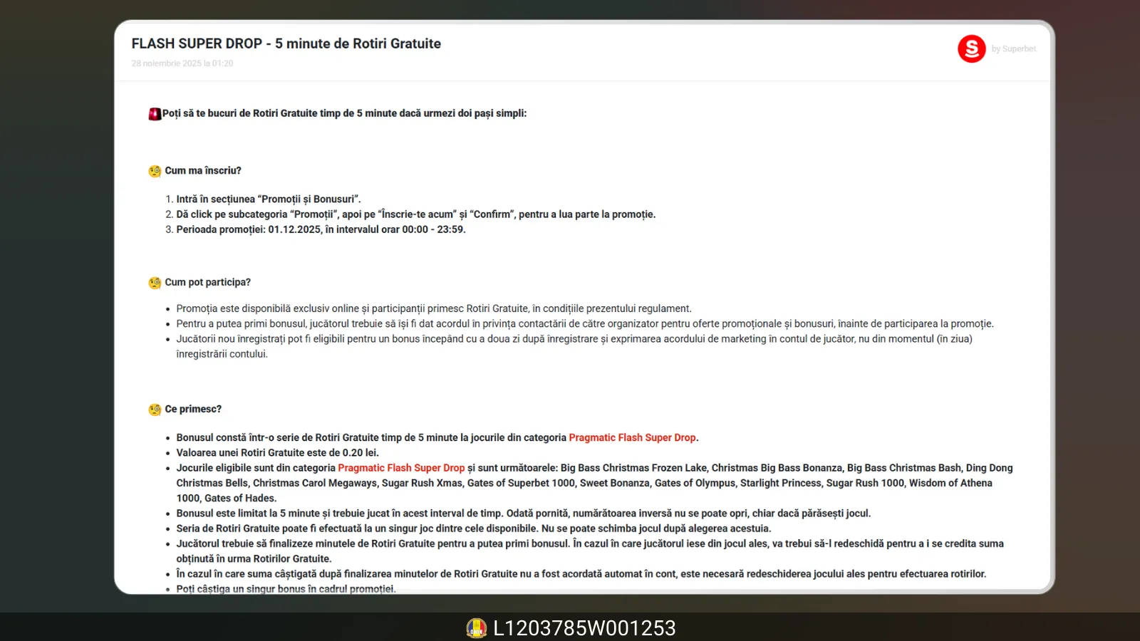 Superbet Casino - 5 minute de rotiri gratuite nelimitate