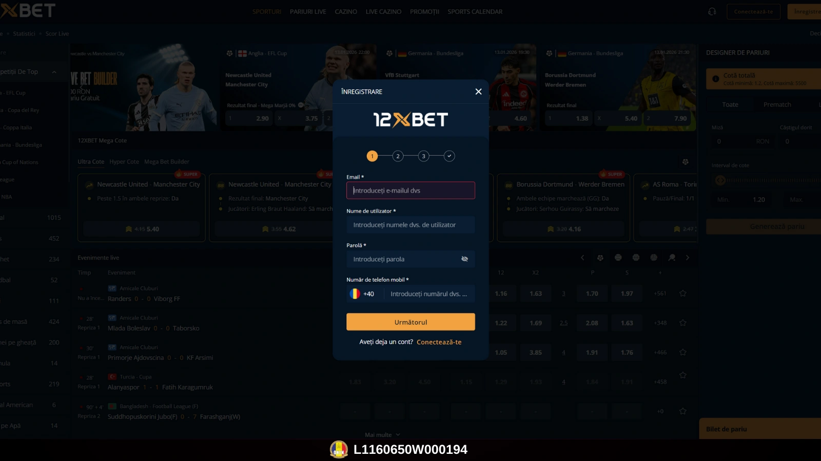 12xBet Casino Inregistrare